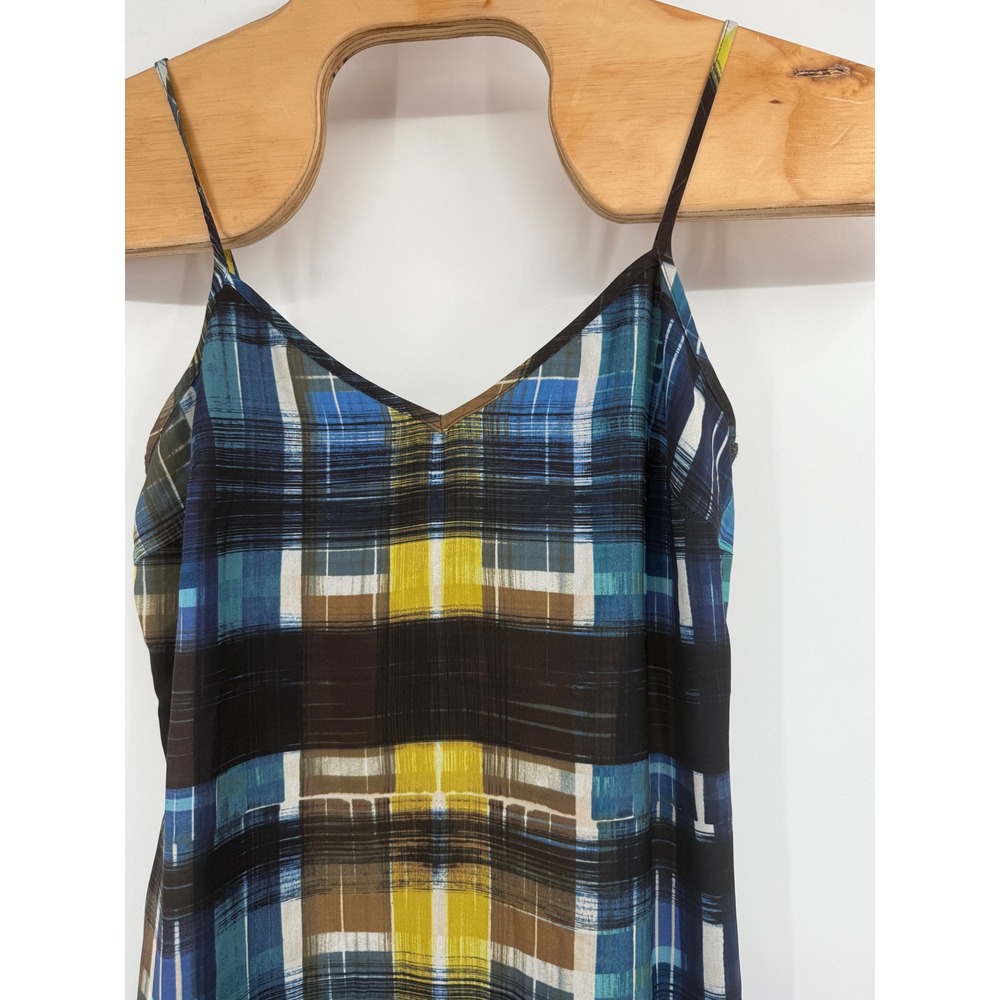 TRINA TURK ESTHER Plaid Paintbrush Spaghetti strap Dress Sz 4 - Picture 2 of 8